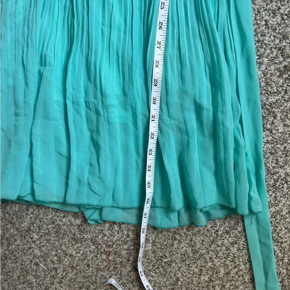 Belted Sleeveless Turquoise Teal Mini Dress Pleated Casual Small Summer - Picture 5 of 5